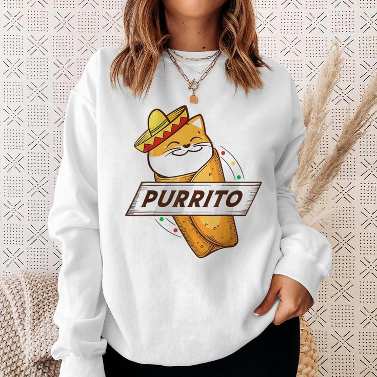 Purrito Cat Wearing A Sombrero In A Mexican Burrito Funny Sweatshirt Gifts for Her