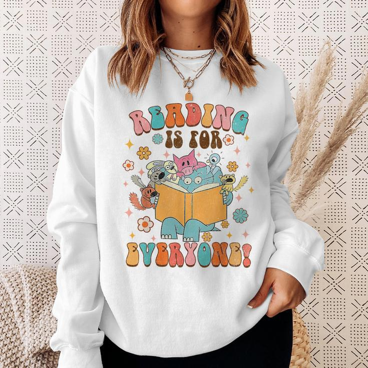 Reading Is For Everyone Book Lover Bookworm Bookish Groovy Reading Funny Designs Funny Gifts Sweatshirt Gifts for Her