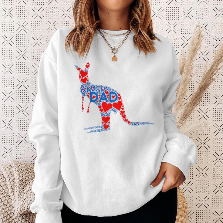 Red Heart Love Blue Dad - Cute Kangaroo Daddy Fathers Day Sweatshirt Gifts for Her