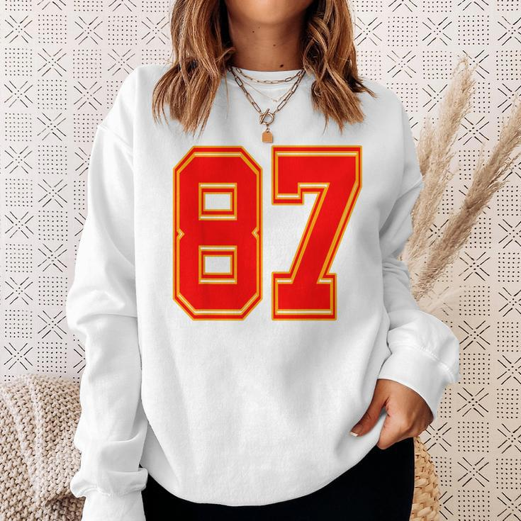 Red Number 87 White Yellow Football Basketball Soccer Fans Sweatshirt Gifts for Her