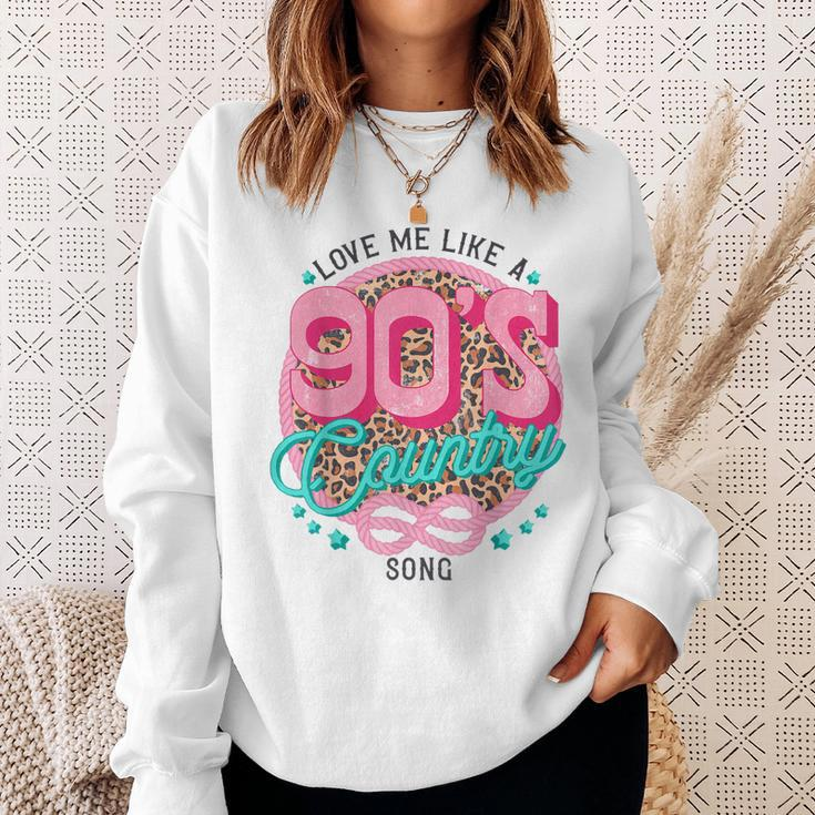 Retro Leopard Love Me Like 90S Country Song Western Cowgirl Sweatshirt Gifts for Her