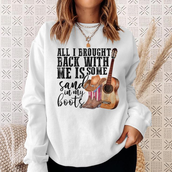Retro Sand In My Boots Western Cowgirl Cowboy Boots Guitar Sweatshirt Gifts for Her