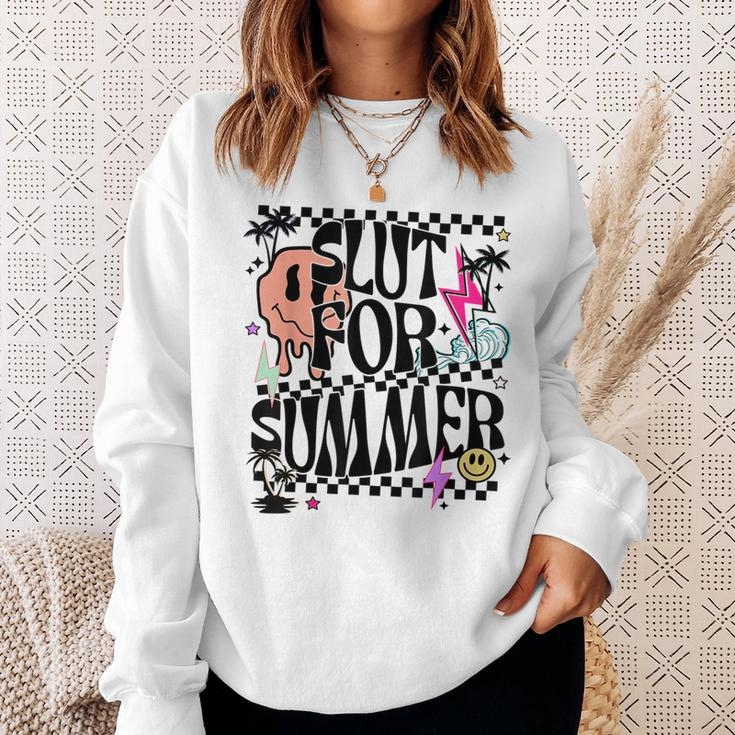 Retro Summer Slut For Summer Cute Vacation Checkered Sweatshirt Gifts for Her