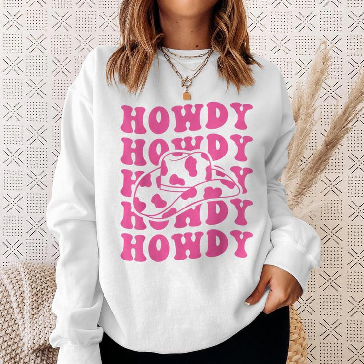 Rodeo White Howdy Western Retro Cowboy Hat Southern Cowgirl Sweatshirt Gifts for Her