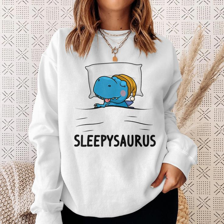 Sleepysaurus Nigh Dinosaur Dino T-Rex Nightgown Sleep Sweatshirt Gifts for Her