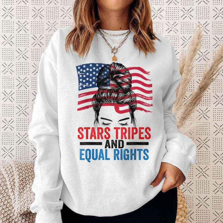 Stars Stripes And Equal Rights Messy Bun Equal Rights Funny Gifts Sweatshirt Gifts for Her