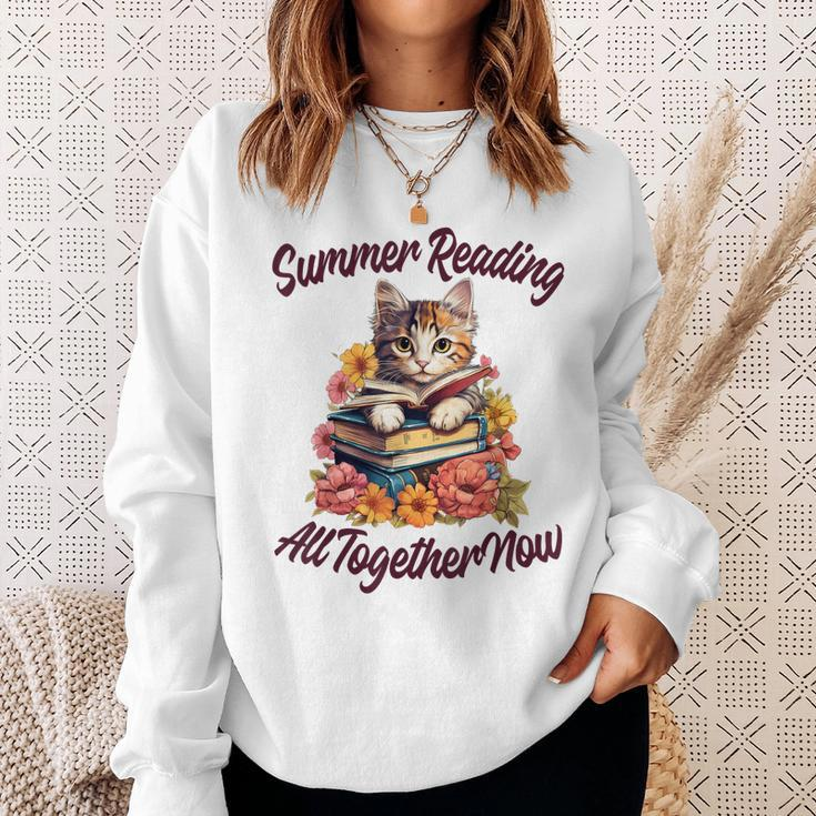 Summer Reading All Together 2023 Cat Books Now Library Sweatshirt Gifts for Her
