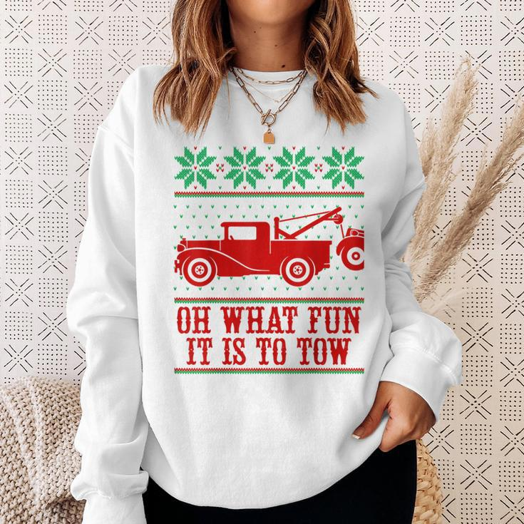 Tow Truck Driver Christmas -Oh What Fun It Is To Tow Sweatshirt Gifts for Her