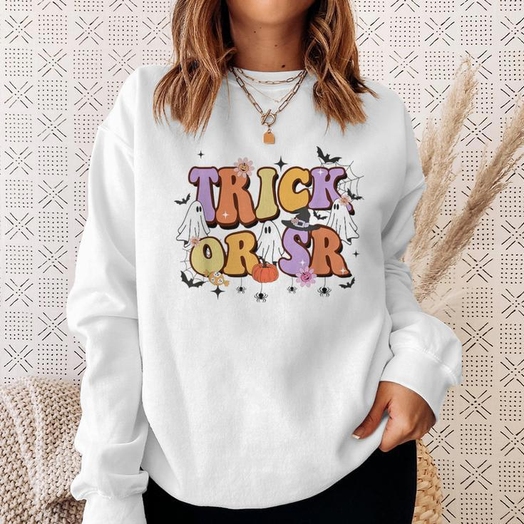 Trick Or Sr Retro Aba Bcba Halloween Positive Reinforcement Sweatshirt Gifts for Her