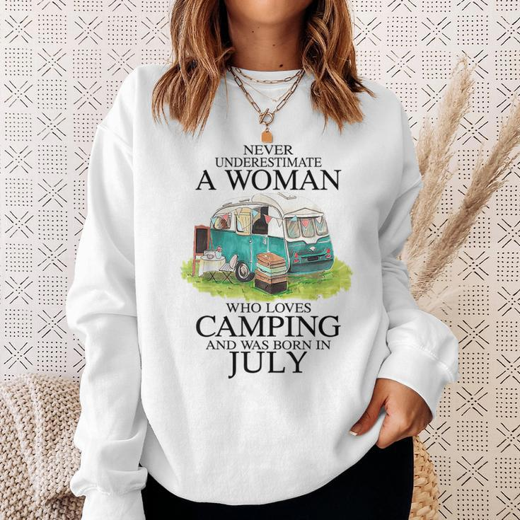 Never Underestimate Who Loves Camping July Sweatshirt Gifts for Her