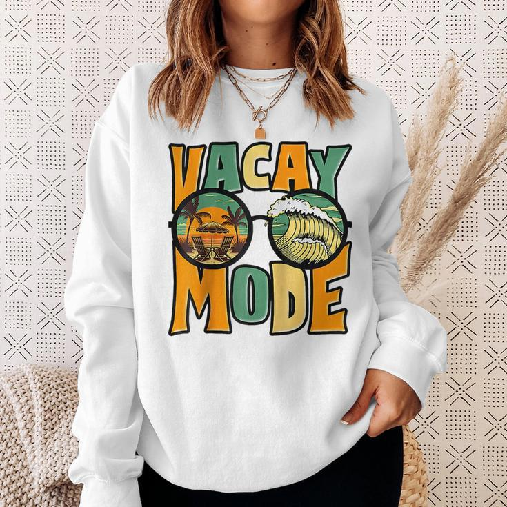 Vacay Mode Vintage Sunset Beach Retro Summer Vibes Raglan Sweatshirt Gifts for Her