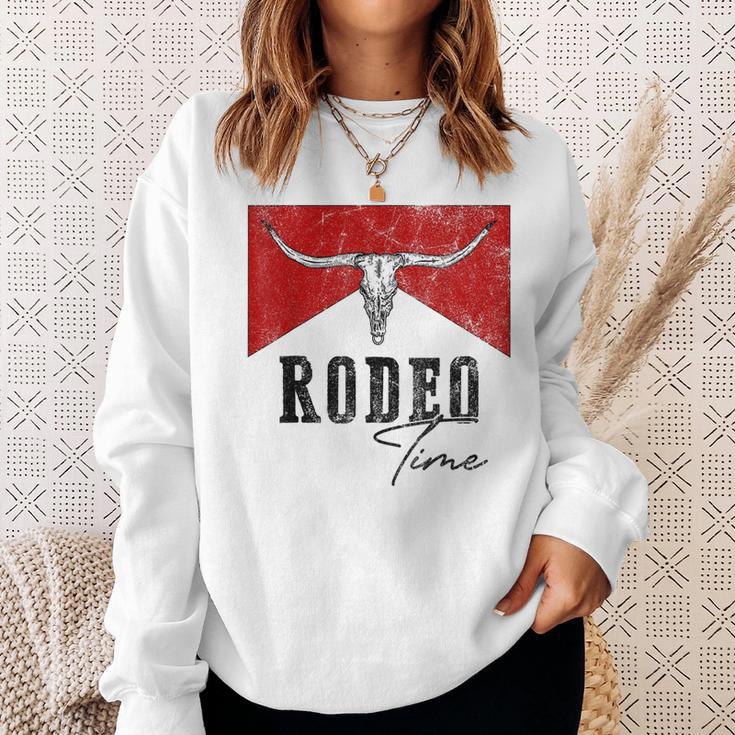 Vintage Bull Skull Western Life Country Rodeo Time Sweatshirt Gifts for Her