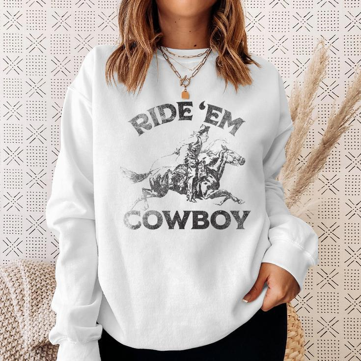Vintage Cowgirl Womans Country Rideem Cowboy Horse Riding Sweatshirt Gifts for Her