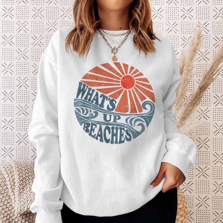 Vintage Whats Up Beaches Cute Retro 70S Beach Vacation Sweatshirt Gifts for Her