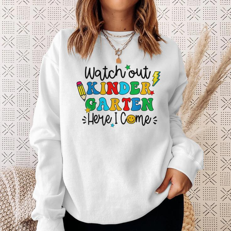 Watch Out Kindergarten Here I Come Back To School Kid Sweatshirt Gifts for Her