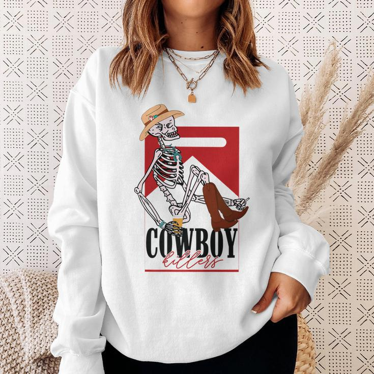 Western Cowgirl Cowboy Killer Skull Cowgirl Rodeo Girl Sweatshirt Gifts for Her