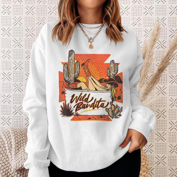 Western Wild Bandita Cactus Vintage Rentro Cowgirl Rodeo Sweatshirt Gifts for Her