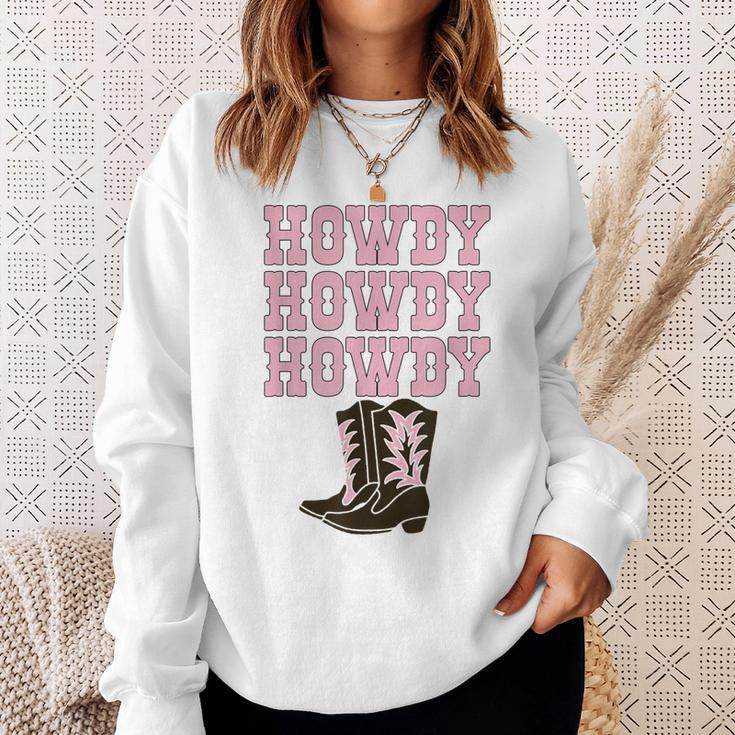 White Howdy Rodeo Western Country Southern Cowgirl Boots Sweatshirt Gifts for Her
