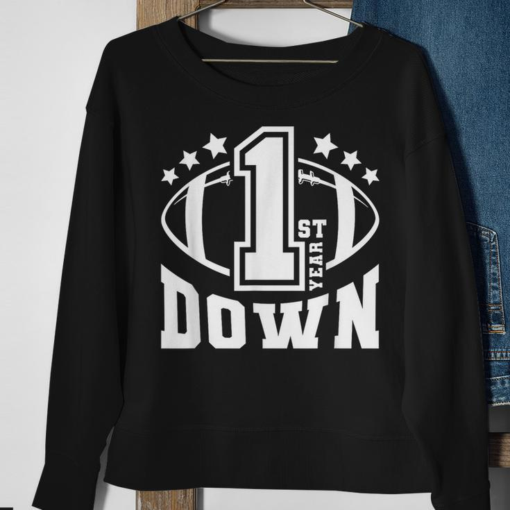 1St Birthday Football Touchdown-First Year Down Themed Party Sweatshirt Gifts for Old Women