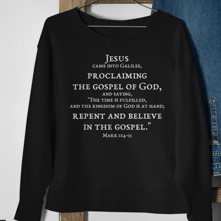 2-Sided Repent And Believe In Gospel Mark 114 15 Scripture Sweatshirt Gifts for Old Women