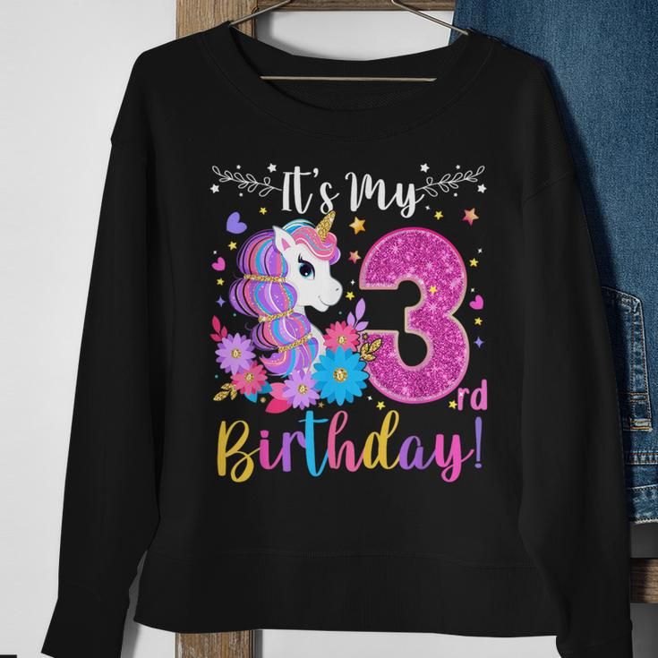 3 Year Old Its My 3Rd Birthday Cute Unicorn Kids Girls Ns Sweatshirt Gifts for Old Women