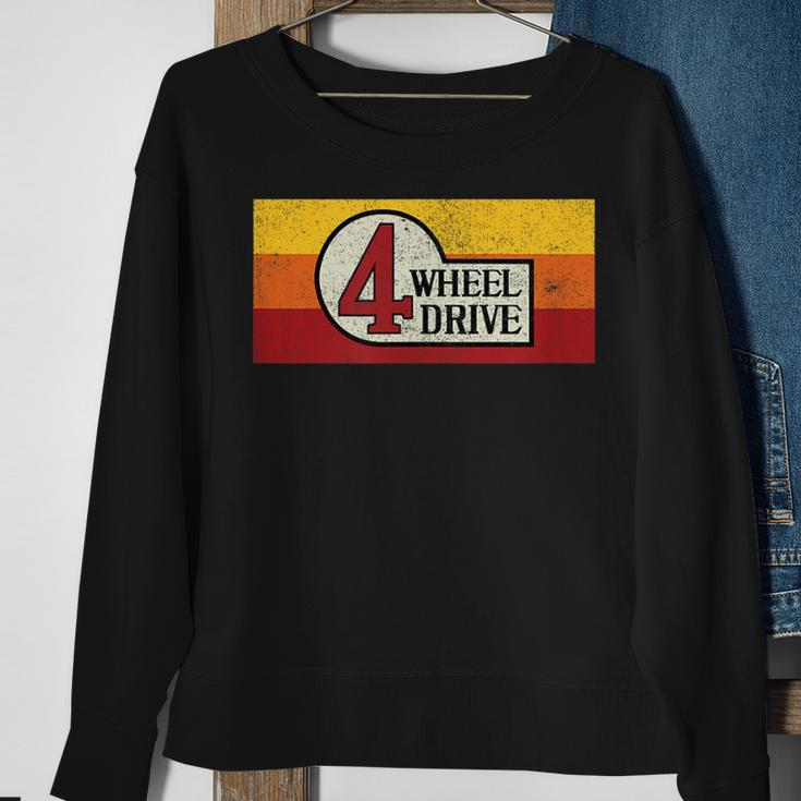 4 Wheel Drive Vintage 4X4 Overland Emblem With Stripes 4Wd Sweatshirt Gifts for Old Women