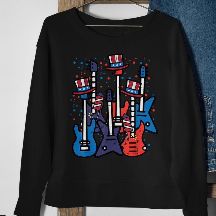 4Th July Rocker Guitars Us Flag Patriotic Rock Boys Kids Men Sweatshirt Gifts for Old Women