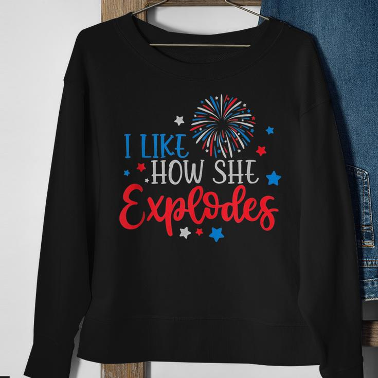 4Th Of July I Like How She Explodes Fireworks Funny Couple Sweatshirt Gifts for Old Women