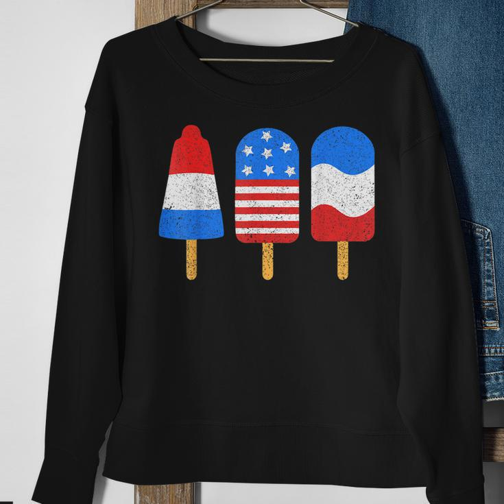 4Th Of July Ice Pops Red White Blue American Flag Patriotic Sweatshirt Gifts for Old Women