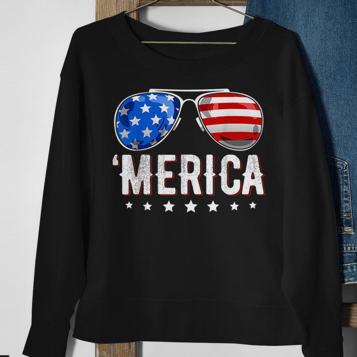 4Th Of July Merica Sunglasses American Flag Men Boys Fourth Sweatshirt Gifts for Old Women