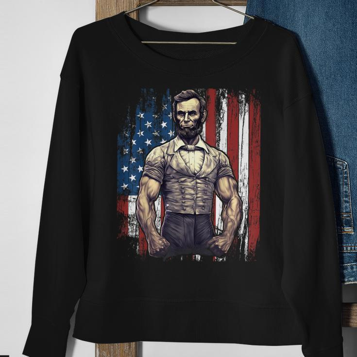 4Th Of July Patriotic Funny Abraham Lincoln Graphic July 4Th Sweatshirt Gifts for Old Women