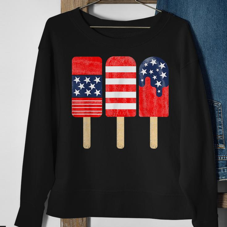 4Th Of July Popsicle Red White Blue American Flag Patriotic Sweatshirt Gifts for Old Women