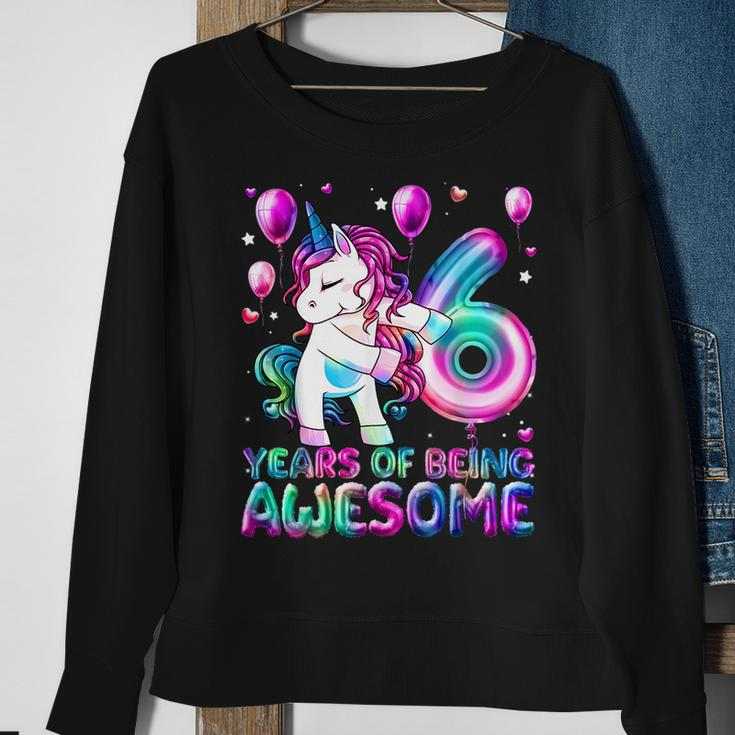 6 Years Of Being Awesome 6Th Birthday Girl Unicorn Party Sweatshirt Gifts for Old Women