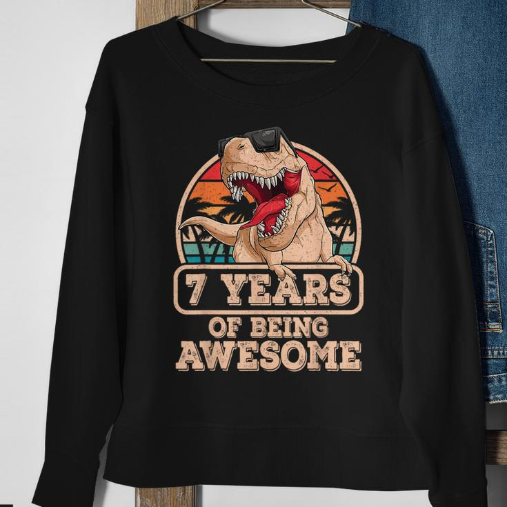 7 Years Of Being AwesomeRex Dinosaur 7Th Birthday Dino Sweatshirt Gifts for Old Women