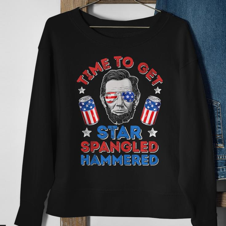 Abe Lincoln 4Th Of July Time To Get Star Spangled Hammered Sweatshirt Gifts for Old Women