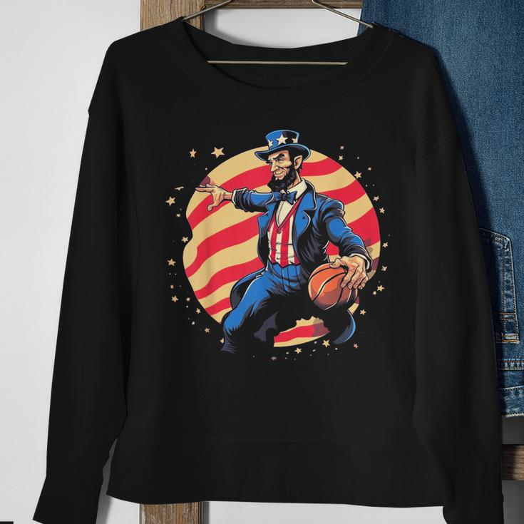 Abraham Lincoln Usa Fourth 4Th Of July Funny Basketball Sweatshirt Gifts for Old Women