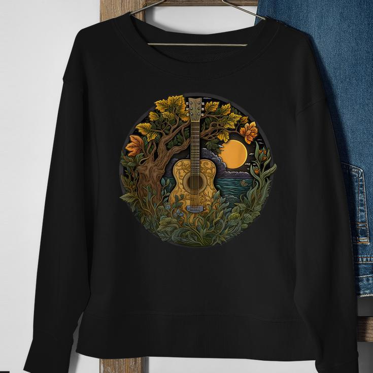 Acoustic Guitar Tree Guitarist Landscape Nature Music Lover Sweatshirt Gifts for Old Women