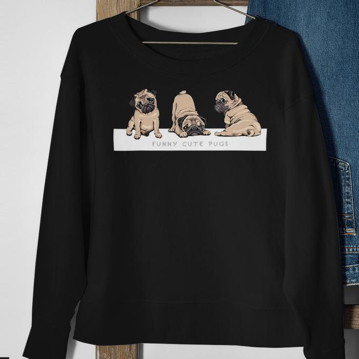 Adorable Beige Pug Puppies On Pink Sweatshirt Gifts for Old Women