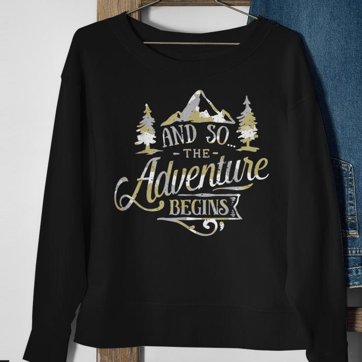 The Adventure Begins Vintage Look CamoSweatshirt Gifts for Old Women