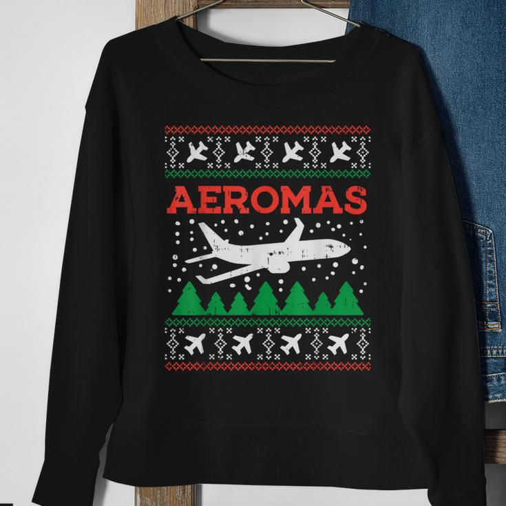 Aeromas Plane Ugly Christmas Sweater Flight Xmas Pilot Pj Sweatshirt Gifts for Old Women
