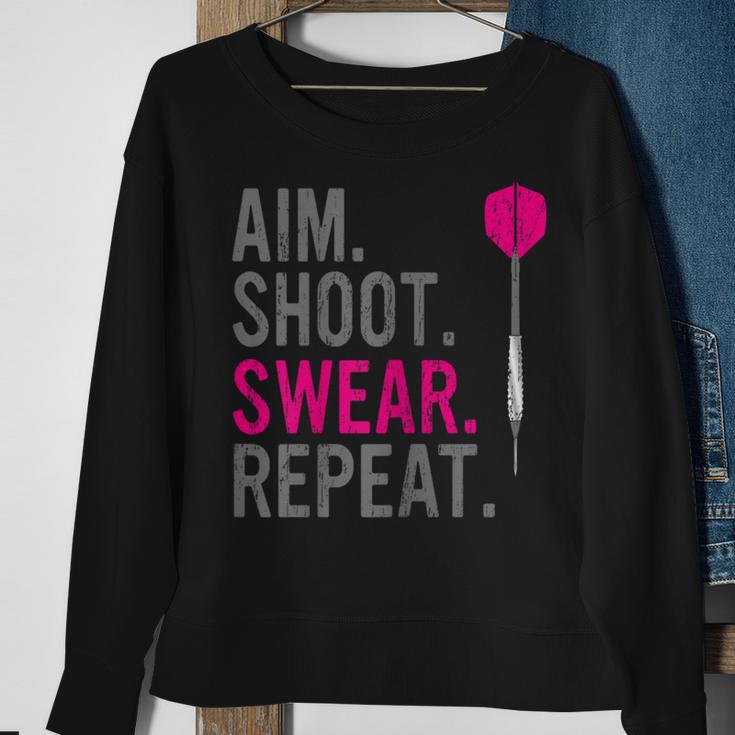Aim Shoot Swear Repeat - Darts Sweatshirt Gifts for Old Women