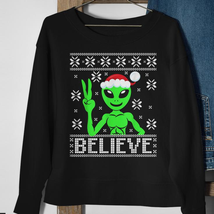 Alien Believe Ugly Christmas Sweater Sweatshirt Gifts for Old Women