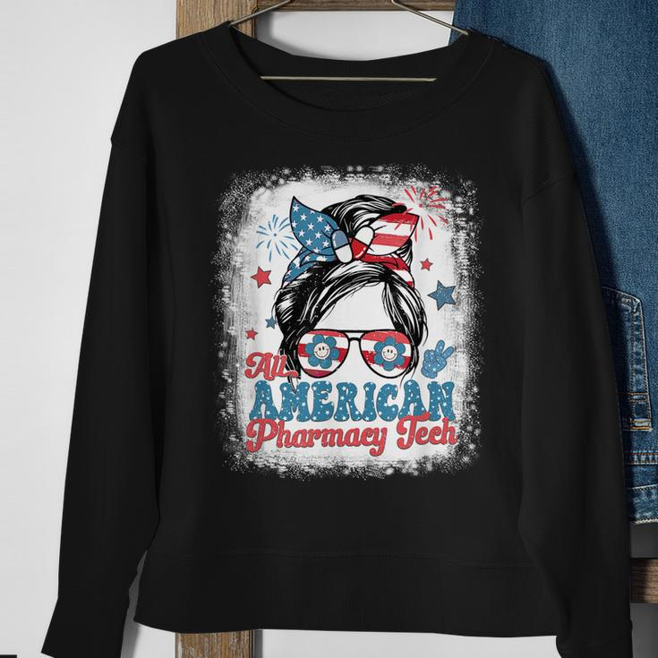 All American Pharmacy Tech Patriotic Usa Flag 4Th Of July Sweatshirt Gifts for Old Women