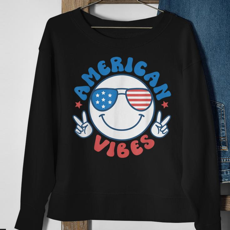 America Vibes Fourth 4Th Of July Happy Face Smile Patriotic Sweatshirt Gifts for Old Women