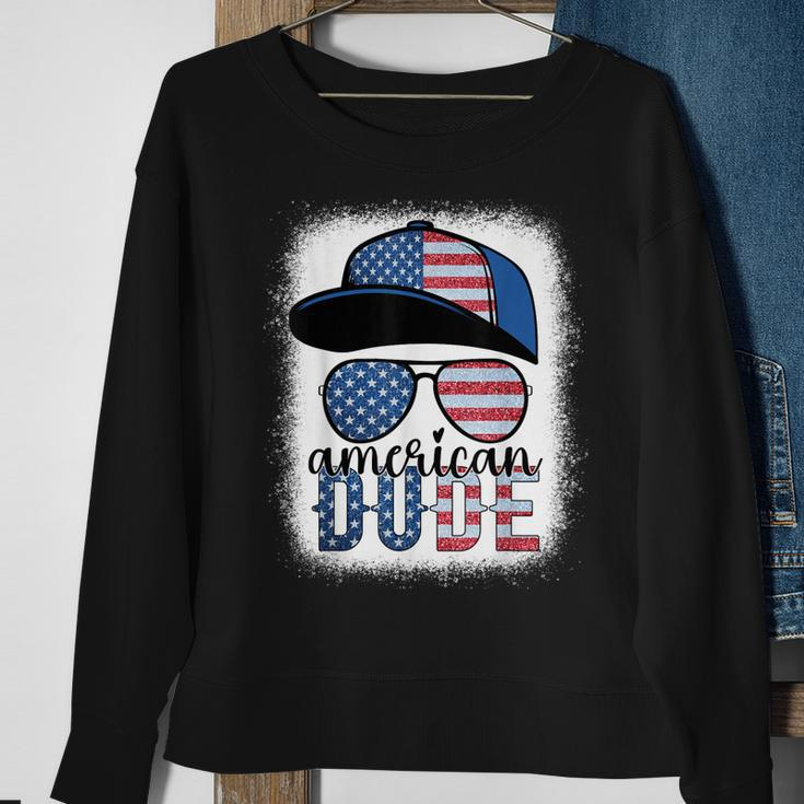 American Dude 4Th Of July Usa Flag Glasses American Family Sweatshirt Gifts for Old Women
