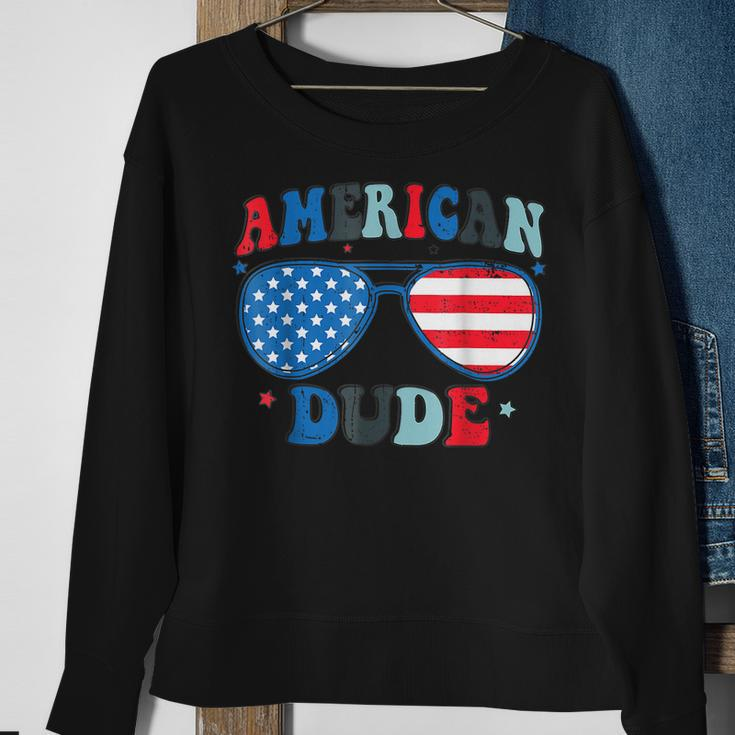 American Dude Sunglasses 4Th Of July Patriotic Boy Men Kids Sweatshirt Gifts for Old Women