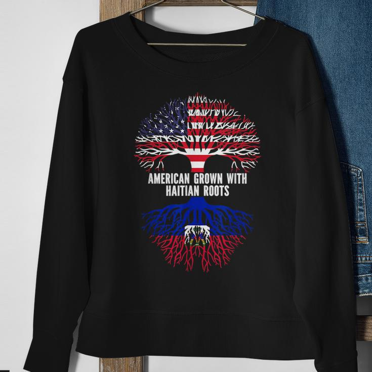 American Grown With Haitian Roots Usa Flag Sweatshirt Gifts for Old Women