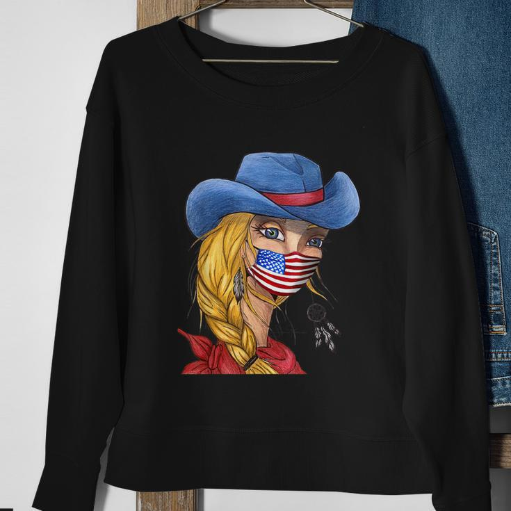 American Promask Usa Cowgirl Wear A Mask Quarantine Funny Sweatshirt Gifts for Old Women