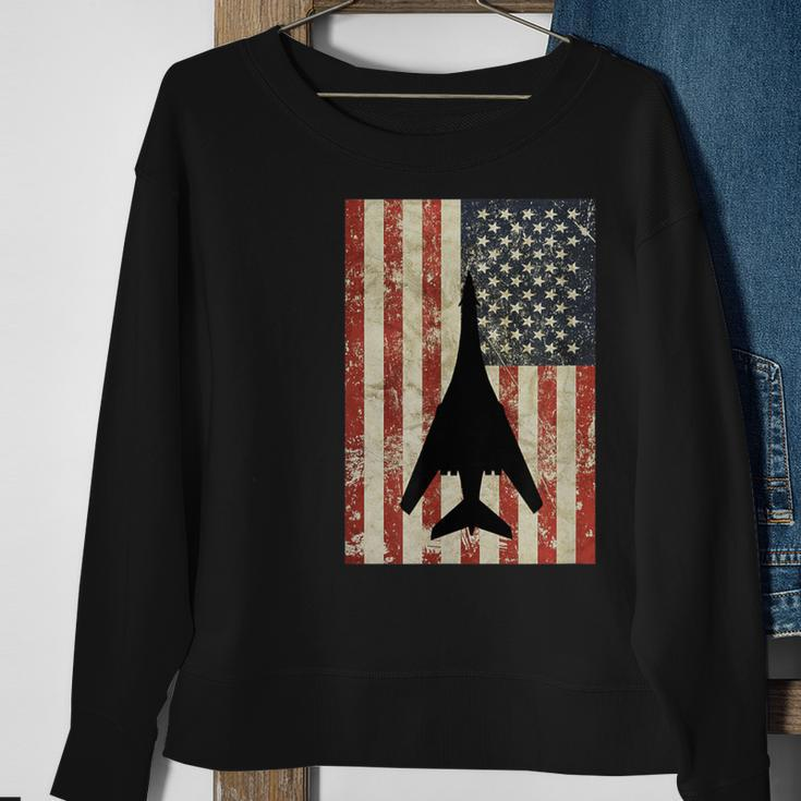 American Usa Flag B-1 Lancer Bomber Army Military Pilot Sweatshirt Gifts for Old Women