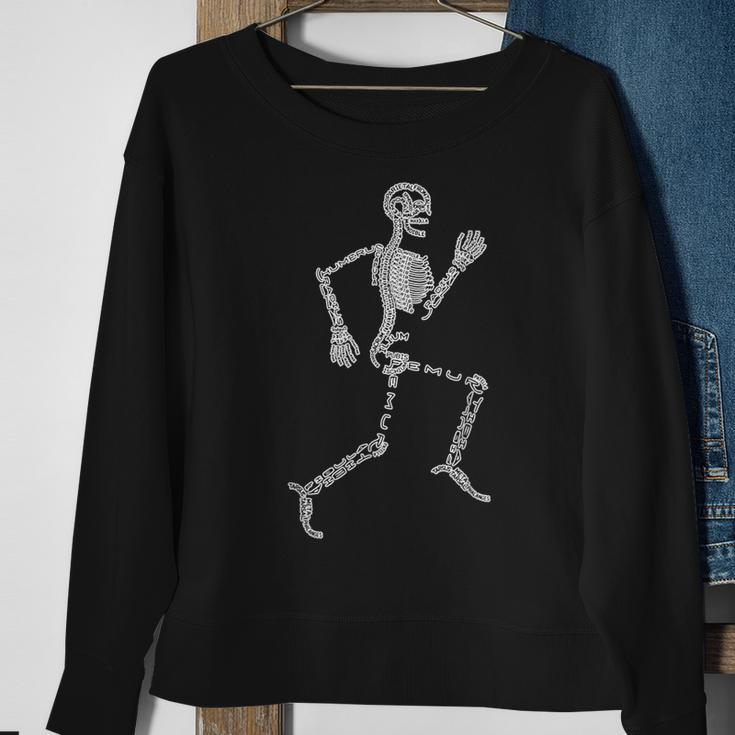 Anatomy Labels Human Skeleton Running Bone Names For Geeks Sweatshirt Gifts for Old Women